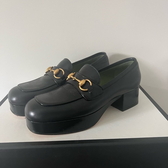 Gucci Leather Lug Sole Loafers size 37.5 - Picture 2 of 5